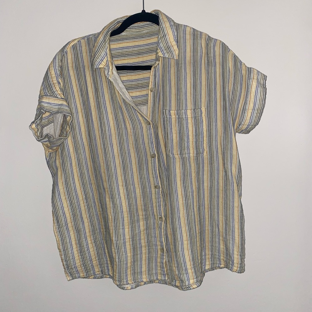 100% Cotton Striped Blue and Yellow Shirt